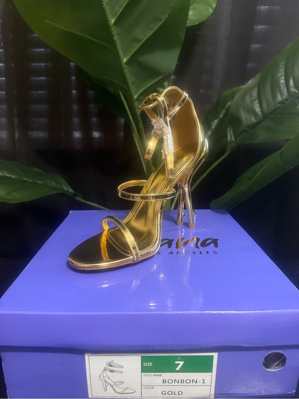 Gold Strappy High Heel Sandals - Women
